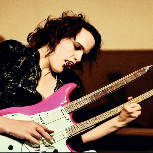 Prompt: Anna Calvi playing electric guitar by Jason Shawn Alexander