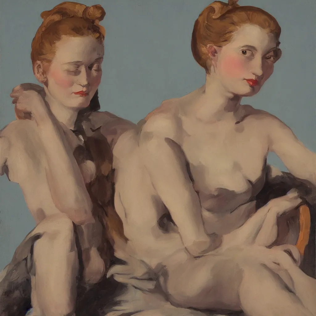 Image similar to girl painted in the style of John Currin