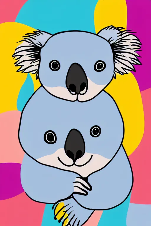 Image similar to minimalist boho style art of a colorful koala, illustration, vector art