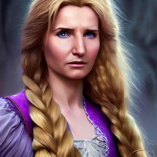 Prompt: liam neeson as rapunzel ( ( ( disney ) ) ), digital painting, extremely detailed, 4 k, intricate, brush strokes, mark arian, artgerm, bastien lecouffe - deharme