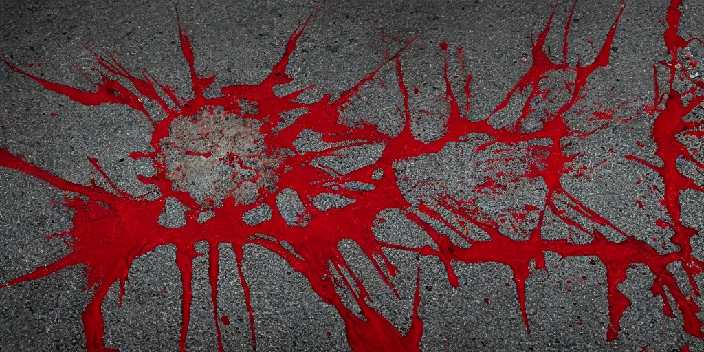 Prompt: Crown with red dye splattered, on the concrete ground, cinematic, cinematic lighting, 8k, ultra-detailed, ultra-realistic, hyper-realistic, high detailed