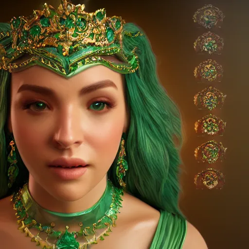 Image similar to wonderful princess of emerald with fair skin, ornate 8 k gorgeous intricate detailed, accent lighting, dramatic light, octane render