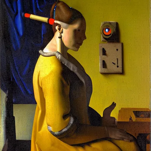 Image similar to cyborg by johannes vermeer