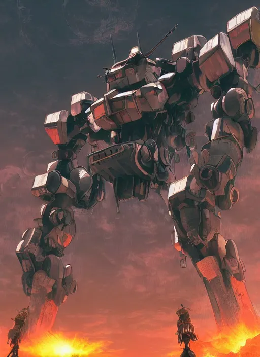 Image similar to intricate digital artwork of a giant japanese anime war mecha by by nuthin'but mech, by kallamity sketchbook, inspired by nier : automata, factory background, octane render, cgstation, 4 k resolution