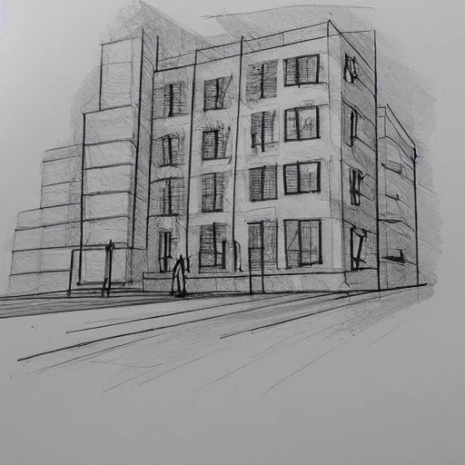 Prompt: Drawn box in one point perspective. Sketch.