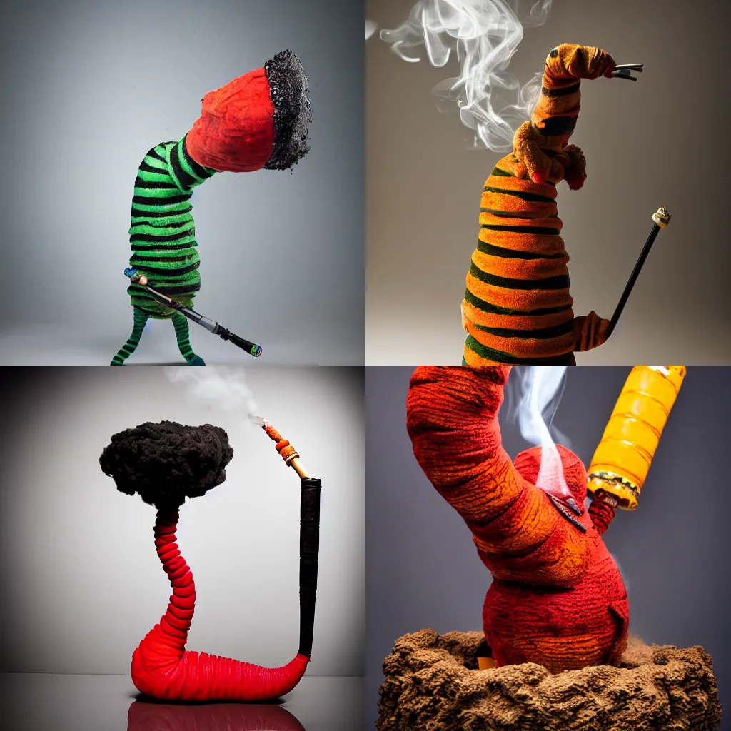 Prompt: giant caterpillar smoking a hookah, studio photography