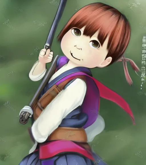 Prompt: extremely cute and adorable very tomboyish tomboy samurai girl with a strong japanese aristocratic - style image, by pixar c 6. 5