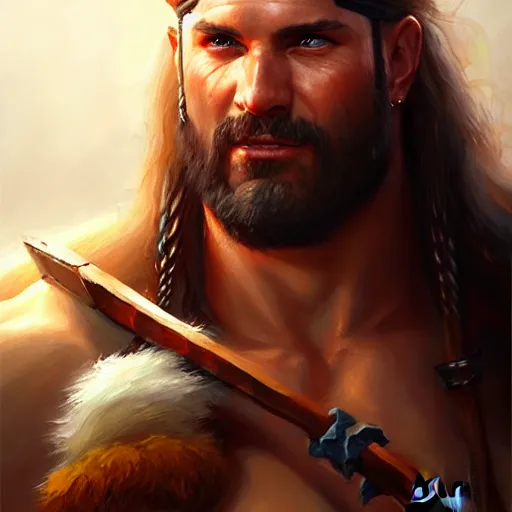 Image similar to a _ fantasy _ style _ portrait _ painting _ of _ barbarian _ oil _ painting _ unreal _ 5 _ daz. _ rpg _ portrait _ extremely _ detailed _ artgerm _ greg _ rutkowski _ greg