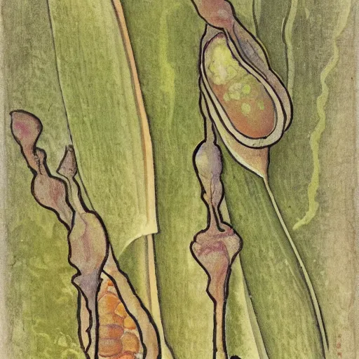 Image similar to snails in their shell by Maurice Denis, close-up, botanical illustration