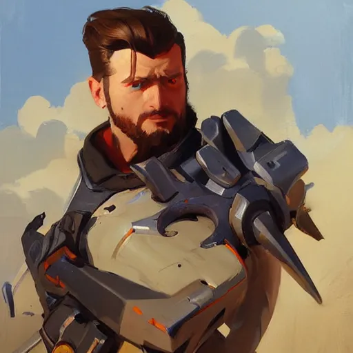 Image similar to greg manchess portrait painting of alex j. murphy as overwatch character, medium shot, asymmetrical, profile picture, organic painting, sunny day, matte painting, bold shapes, hard edges, street art, trending on artstation, by huang guangjian and gil elvgren and sachin teng