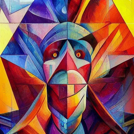 Prompt: a painting of a star of david, a cubist painting by Android Jones, cgsociety, geometric abstract art, cubism, angular, tesseract