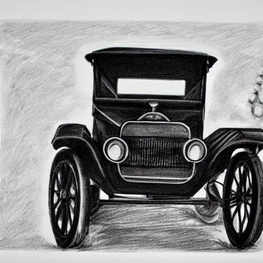 Image similar to a charcoal sketch of a ford model t