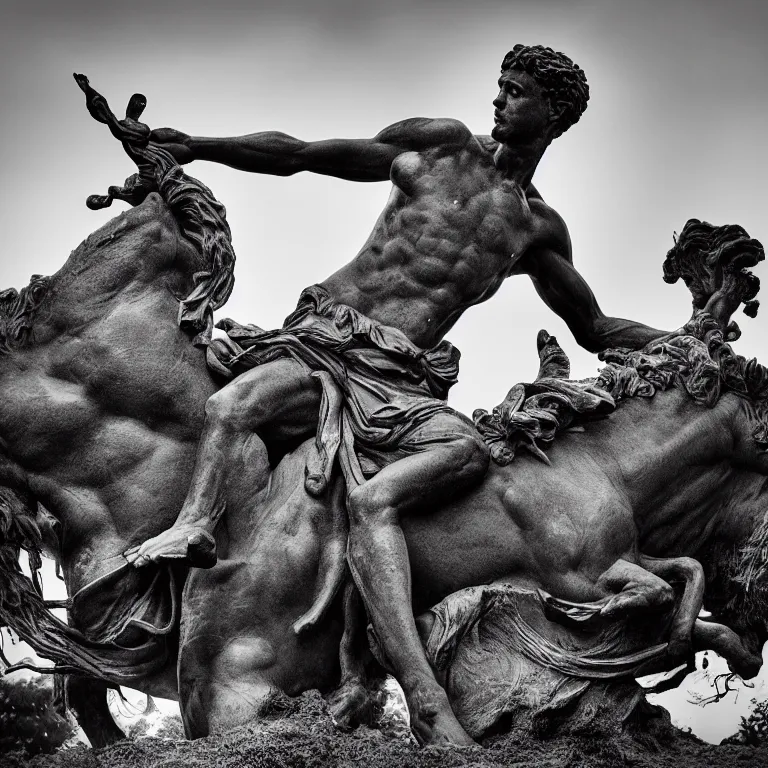 Image similar to Award winning photography of the Statue of David by David Yarrow