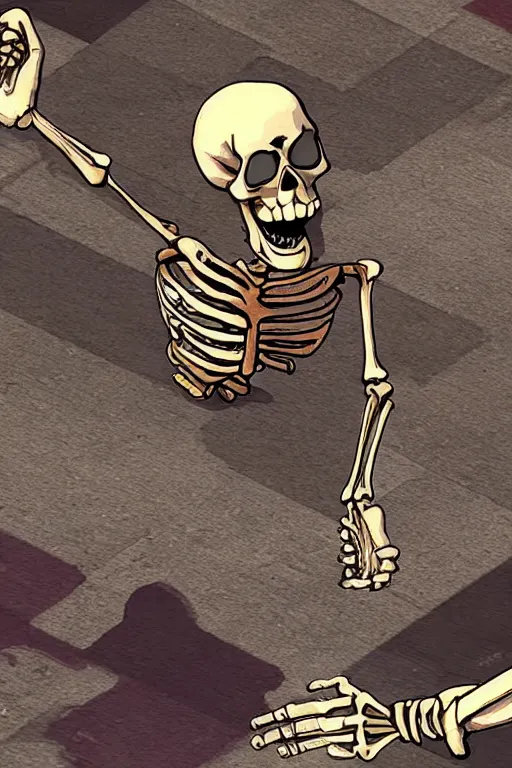 Prompt: a skeleton gamer rage quits