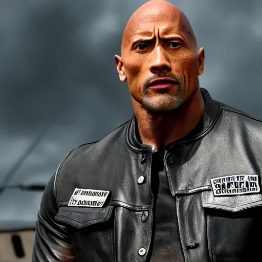 Image similar to dwayne johnson in sons of anarchy 4 k detailed