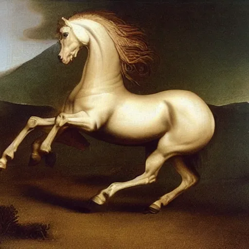 Image similar to a galloping horse by george stubbs and da vinci