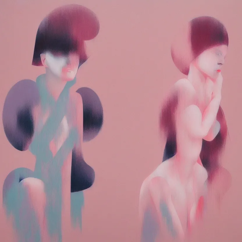 Prompt: fine art figurative painting with modern western music pop culture influences by yoshitomo nara in an aesthetically pleasing natural and pastel color tones