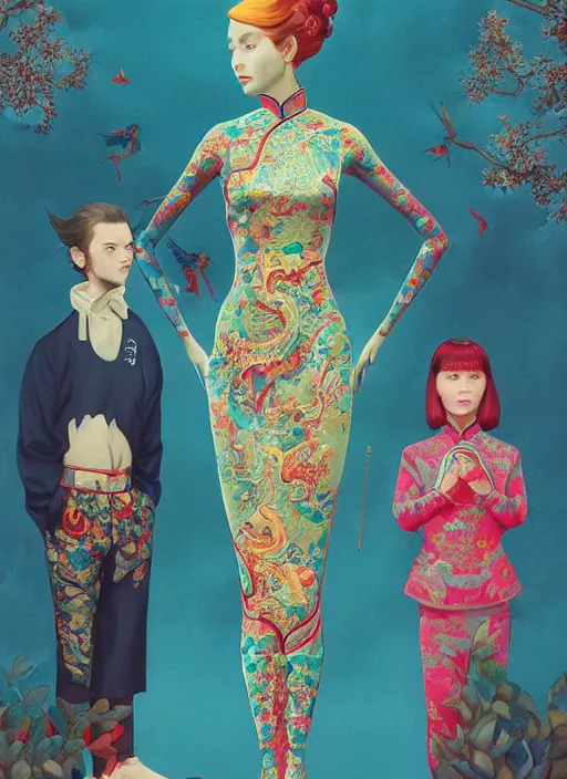 Image similar to cheongsam : : by martine johanna and simon stalenhag and chie yoshii and casey weldon and wlop : : ornate, dynamic, particulate, rich colors, intricate, elegant, highly detailed, centered, artstation, smooth, sharp focus, octane render, 3 d