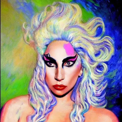 Prompt: lady gaga painted by monet