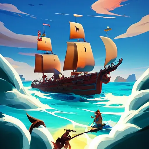 Image similar to painting treasure on sea of thieves game smooth median photoshop filter cutout vector, behance hd by jesper ejsing, by rhads, makoto shinkai and lois van baarle, ilya kuvshinov, rossdraws global illumination