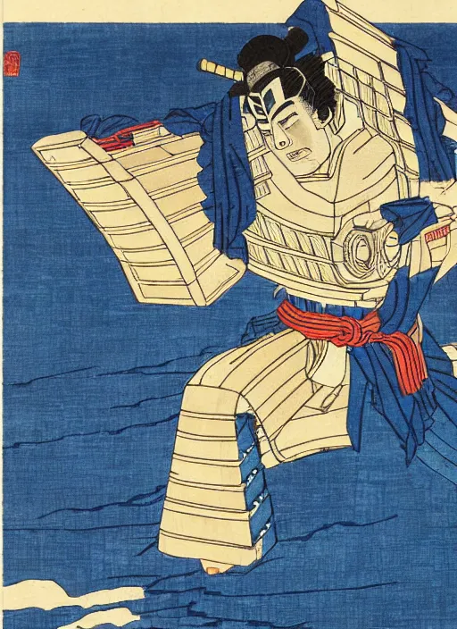 Prompt: a japanese woodblock print of optimus prime, hokusai,