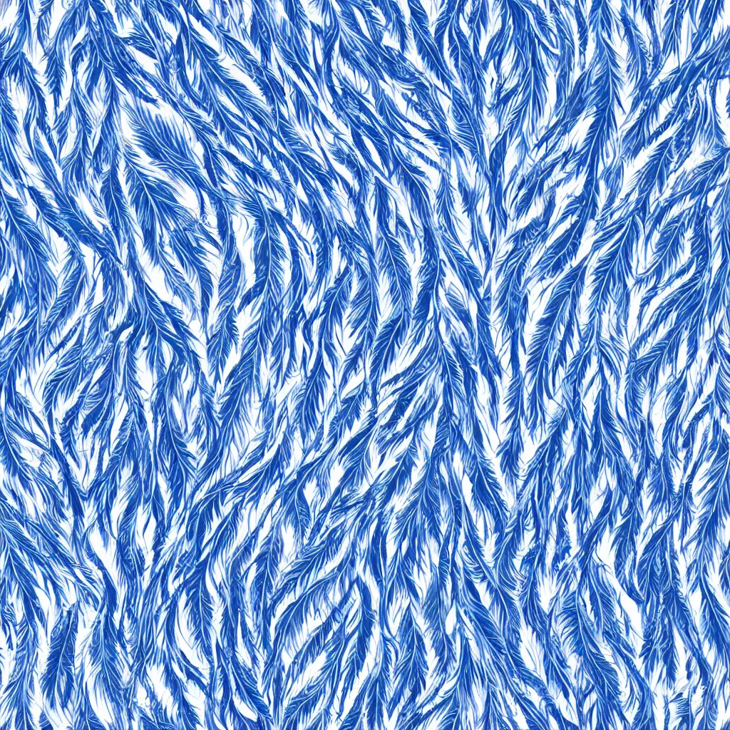 Prompt: seamless blue and white symmetric feather texture, 4k