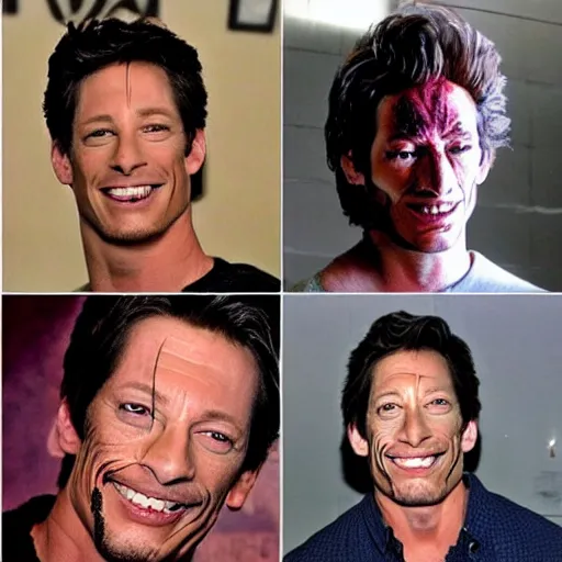 Prompt: scott from teen wolf, wolfing out turning into jim varney highly detailed werewolf transformation award winning prosthetics