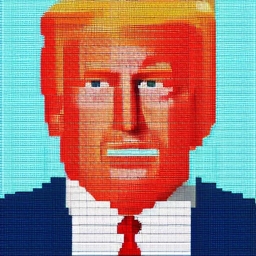 Image similar to pixel art of donald trump