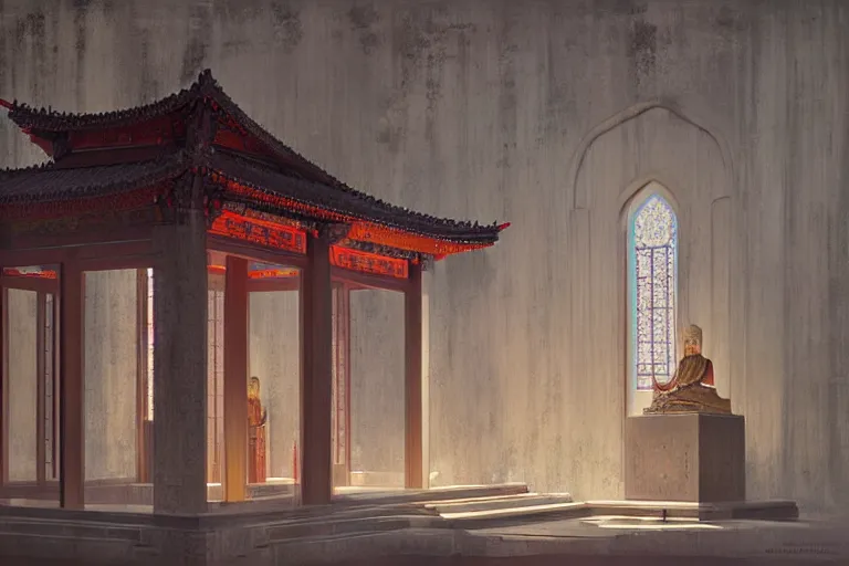 Prompt: mausoleum, buddhism, tang dynasty, painting by greg rutkowski