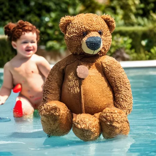 Prompt: teddybears playing in the pool, 8k