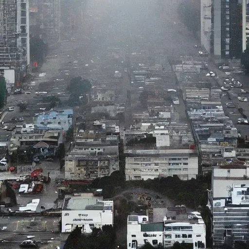 Image similar to ! stunning photo gigantic tsunami landing on city above buildings