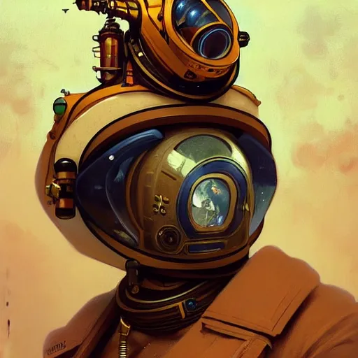 Prompt: portrait of a vicotrian steampunk astronaut man in suit by darek zabrocki and greg ruthkowski, alphonse mucha, simon stalenhag and cinematic and atmospheric, concept art, artstation, trending on artstation