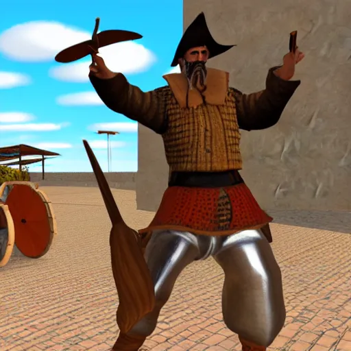 Image similar to don quixote and sancho panza in second life