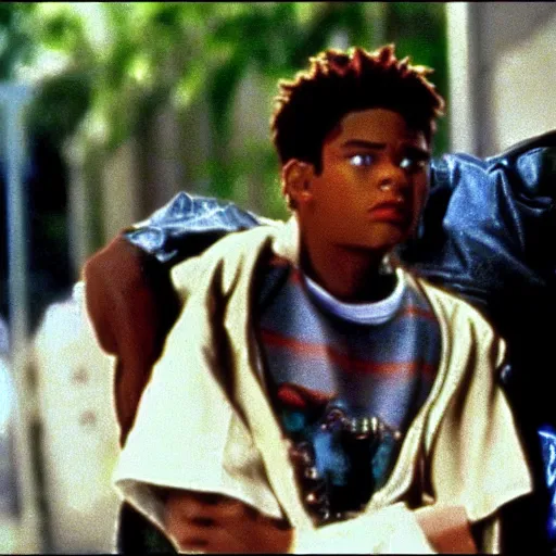 Image similar to a cinematic still of the Anime version of the movie Boyz N The Hood (1991) epic lighting, shallow depth of field