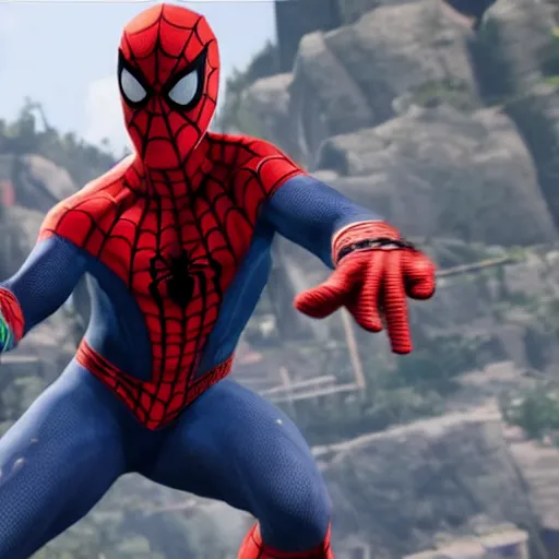 Image similar to spiderman in red dead redemption 2