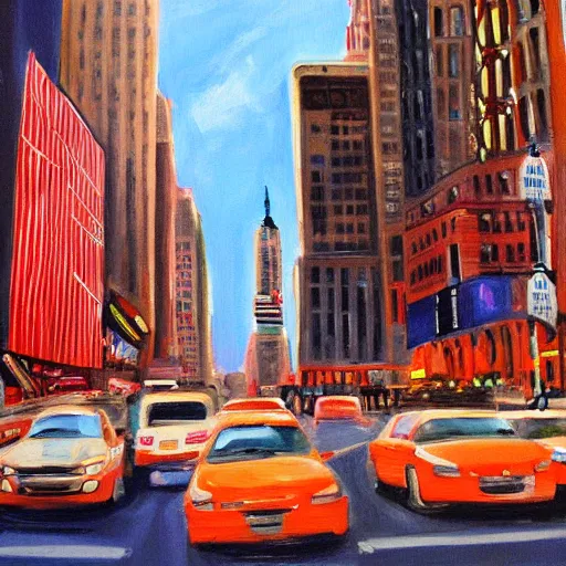 Prompt: painting of new york by Michael Kerbow