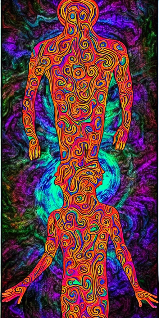 Image similar to god of psychedelics, faceless figure