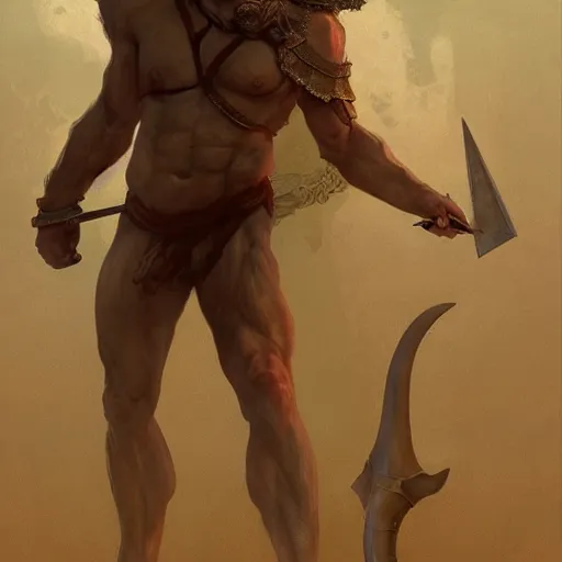 Image similar to ''body portrait of the minotaur, greek mythology, greece, fantasy, dungeons and dragons, d & d, digital painting, artstation, concept art, sharp focus, illustration, art by greg rutkowski and alphonse mucha''