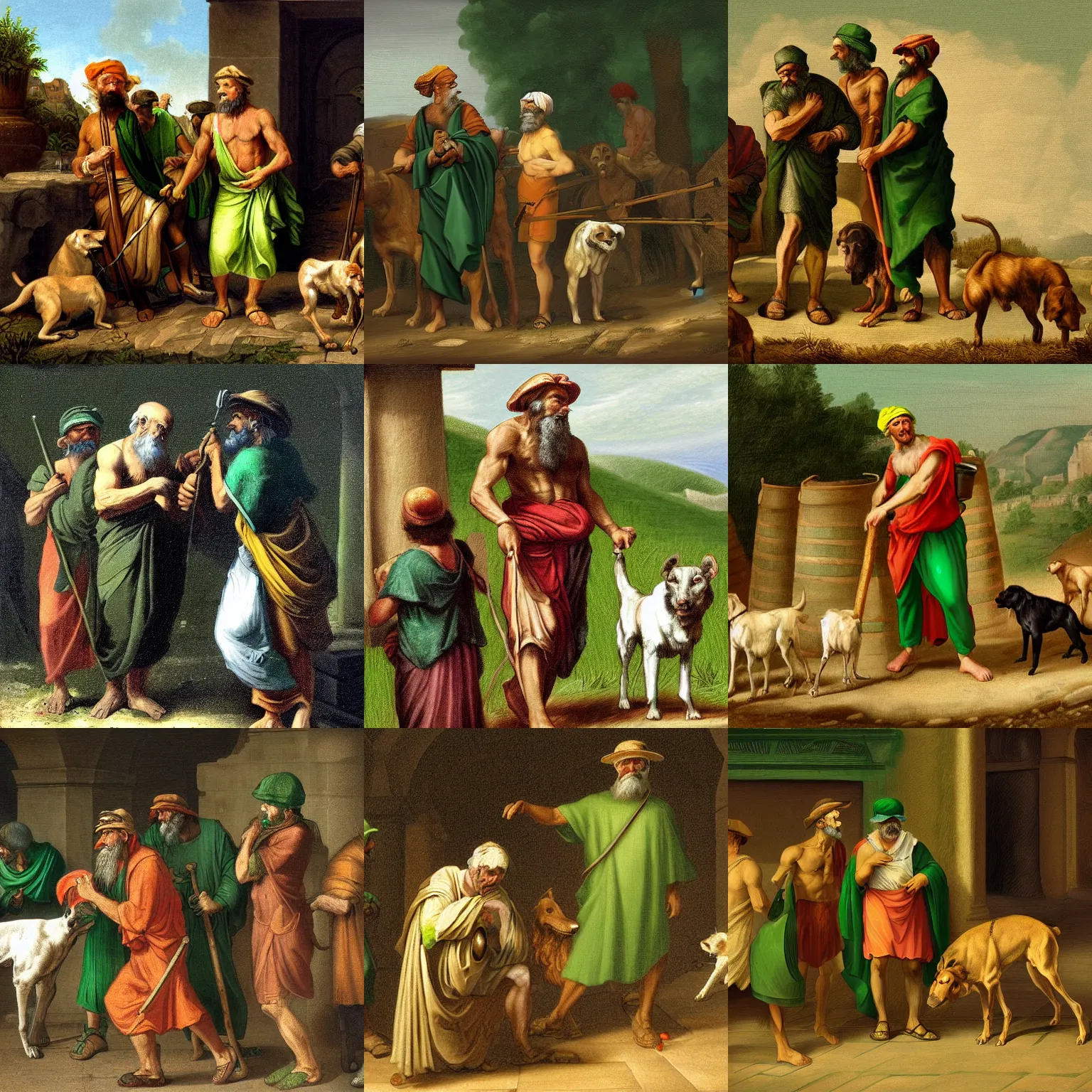 Diogenes wearing a green cap near his barrel, with | Stable Diffusion ...