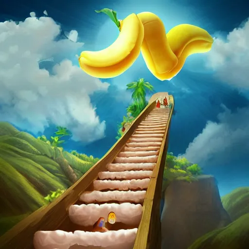 Prompt: heavenly banana going to heaven. perfection. digital art by meeple