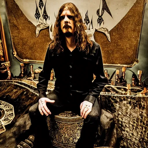 Image similar to mikael akerfeldt of opeth, wearing samurai armor