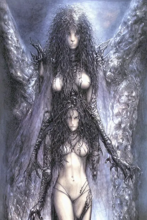 Prompt: highway to hell by luis royo.