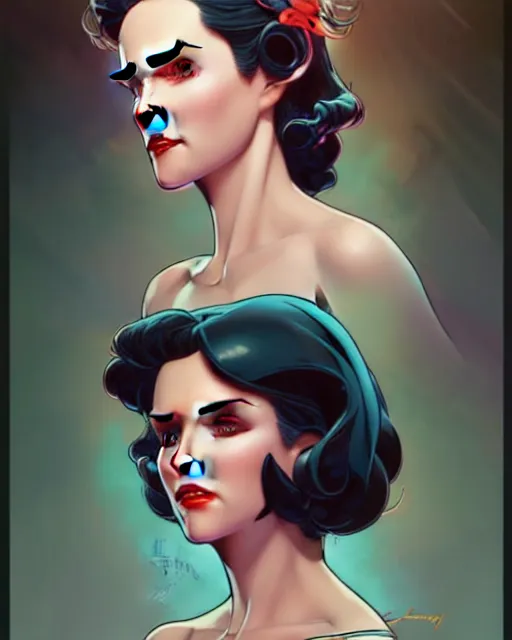 Image similar to a pin up and beautiful fashion charming dreamlke jennifer connelly, symmetrical face symmetrical eyes, character art, art by artgerm lau and wlop and and ilya kuvshinov and john singer sargent, joshua middleton comic art, frostbite 3 engine