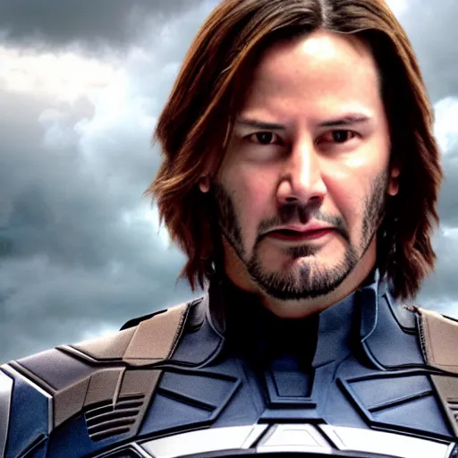 Image similar to Keanu reeves as Captain America 4K quality super realistic