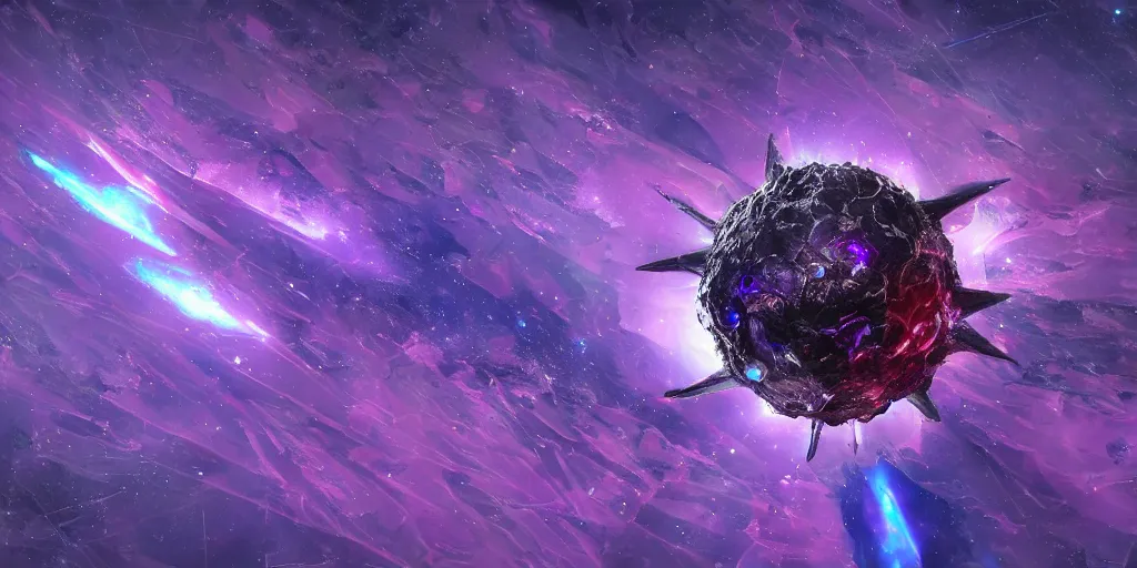 Image similar to A tumultuously ferocious pulsating bulging star corrupting the foreseeable universe, emancipating various forms of digital life forms made of purple goop and dark blue ooze, translating dark matter into corruption, trending on artstation, artstation futurism, artstation photography, 4k, 8k