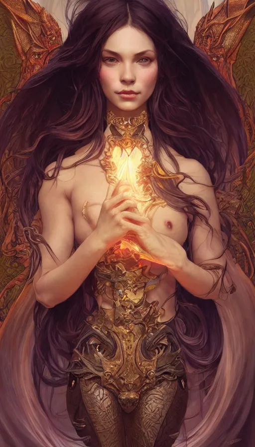 Prompt: dragons, perfectly-centered-Portrait of the most beautiful woman on the planet, insane, intricate, highly detailed, digital painting, artstation, concept art, smooth, sharp focus, illustration, Unreal Engine 5, 8K, art by artgerm and greg rutkowski and alphonse mucha