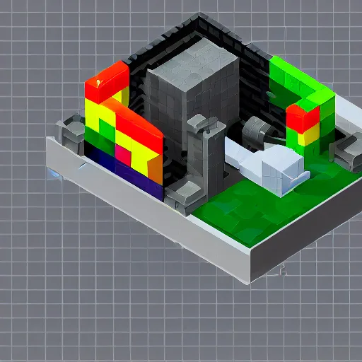 Prompt: isometric 3 d printer pixelated from a video game