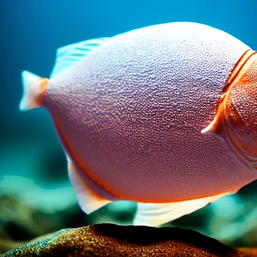 Image similar to a seashell sculpture of a fish, photorealistic, macro lens, 4K