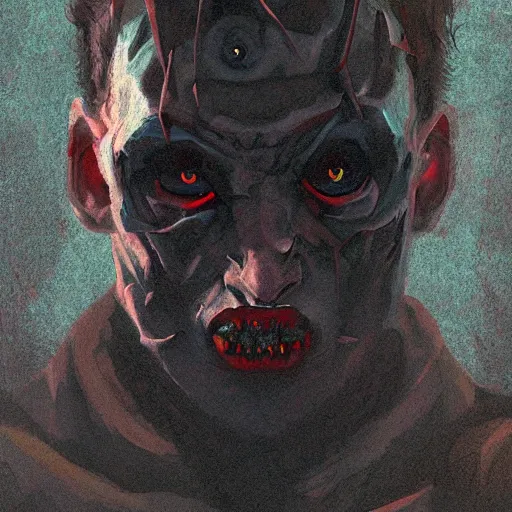 Prompt: a portrait of a half bat half man, back lighting, horror, digital art, in the style of greg rutkowski, simon stalenhag, egon schiele,