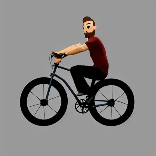 Prompt: Man riding a comically tiny bicycle, digital artwork, trending on artstation